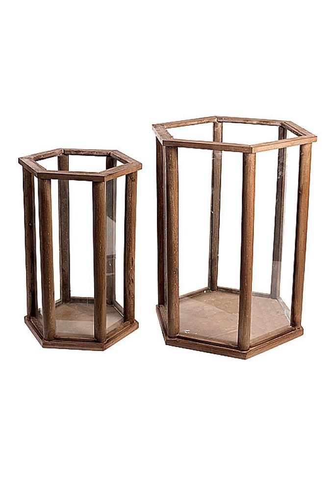 Set of Two Wood and Glass Terrariums