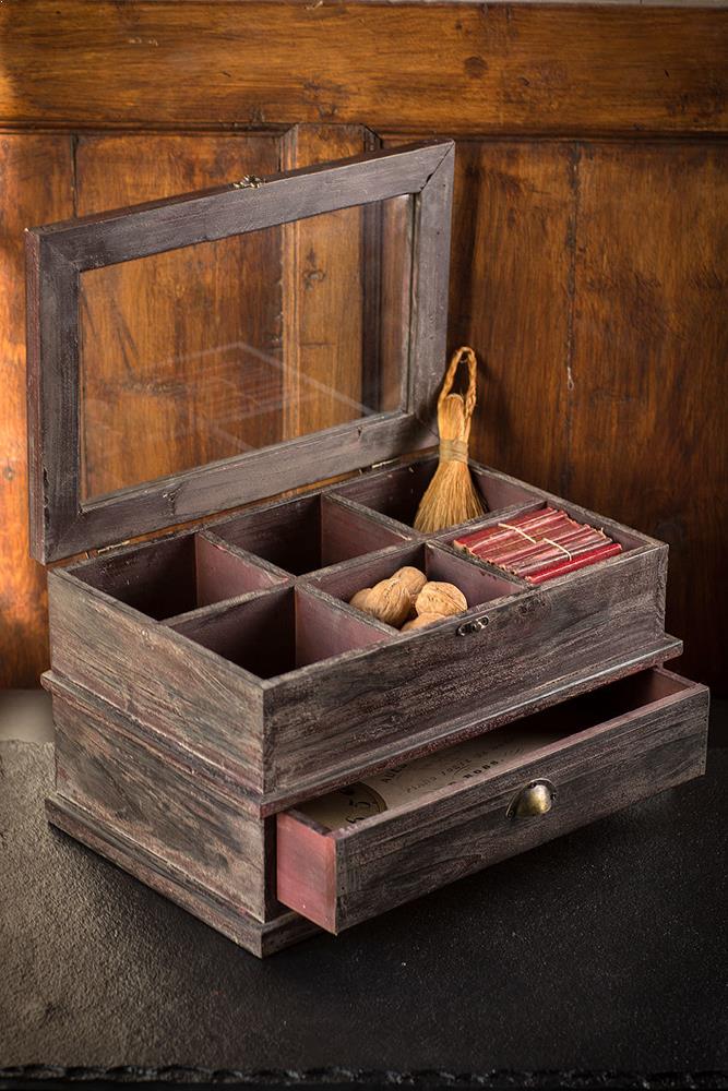 Vagabond Vintage Dark Wood Compartment Box