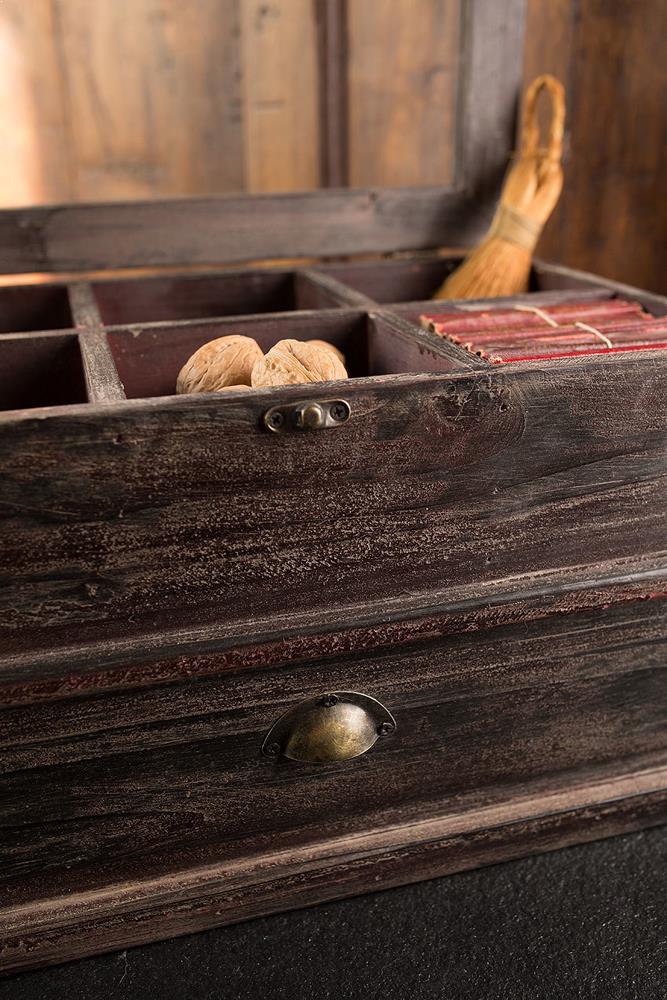 Vagabond Vintage Dark Wood Compartment Box