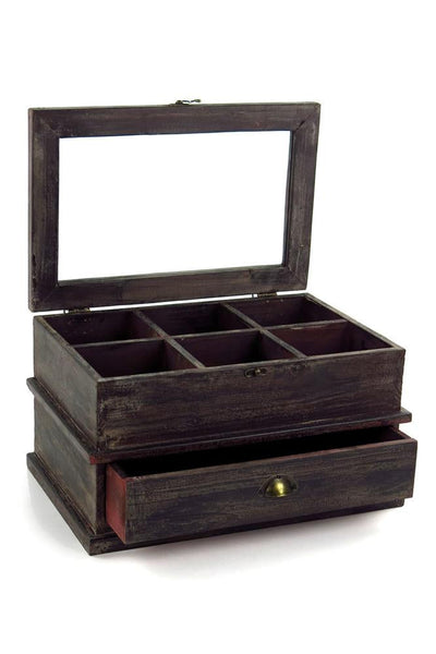 Vagabond Vintage Dark Wood Compartment Box