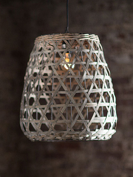 Oohlong Chipped Wood Pendant Shade in Grey Wash - Small