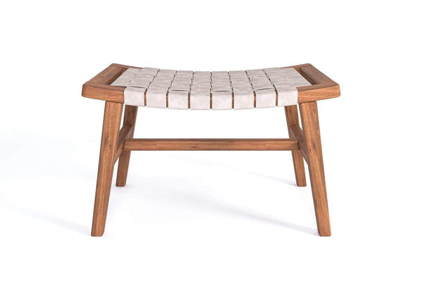 Masaya Wood & Leather Ottoman