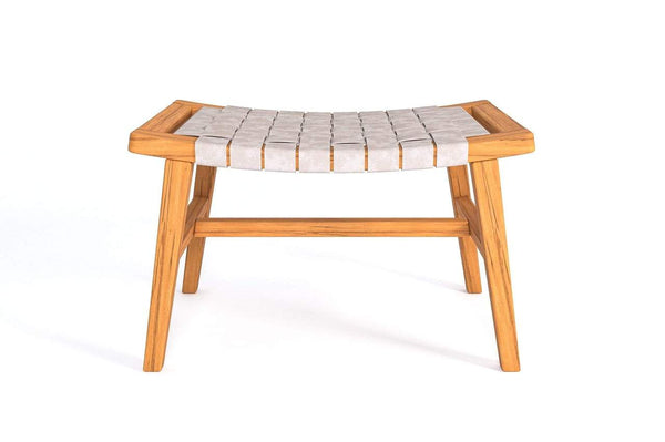 Masaya Wood & Leather Ottoman