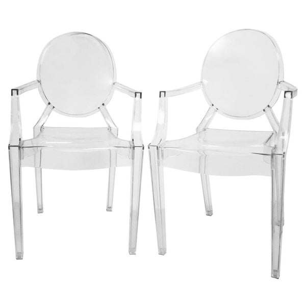 Baxton Studio Dymas Modern Acrylic Armed Ghost Chair (Set of 2) | Modishstore | Armchairs