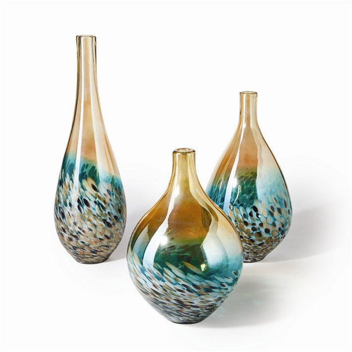 Tozai Home Glass Lustrous Teardrop Vases - Set Of 3