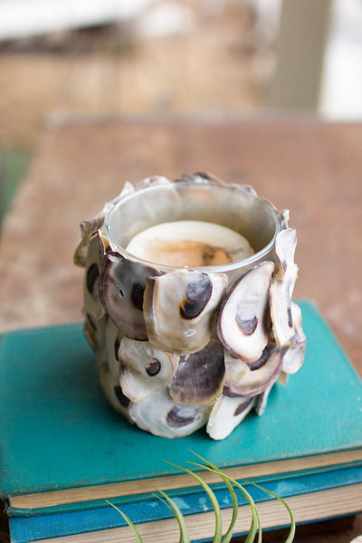 Kalalou Oyster Shell Round Candle Holder | Modishstore | Candle Holders