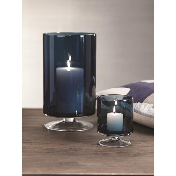 Zodax Algarve Midnight Blue Hurricane on Footed Base | Candle Holders | Modishstore