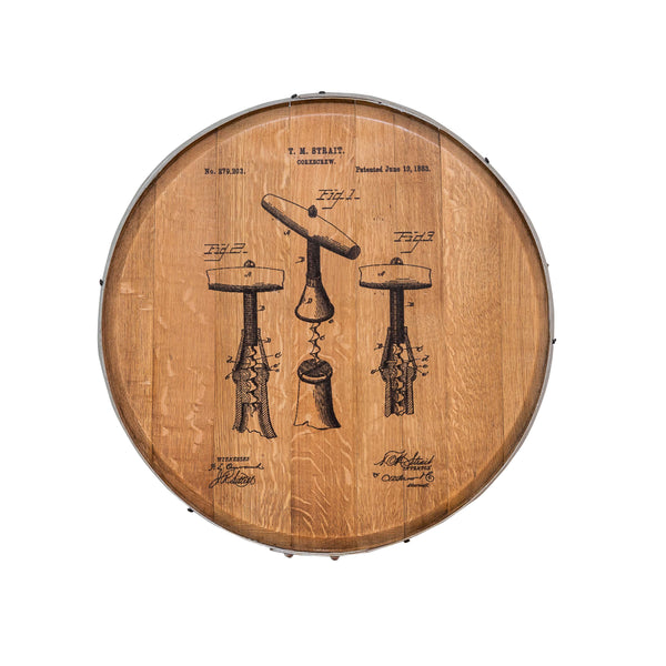 Napa East Patent Art Barrel Head: Corkscrew