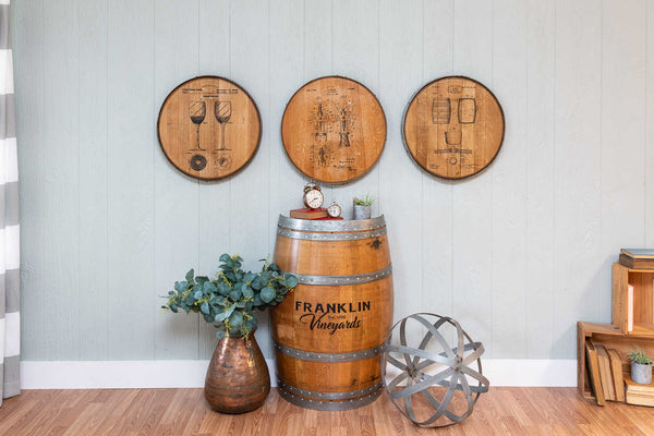 Napa East Patent Art Barrel Head: Wine Glass