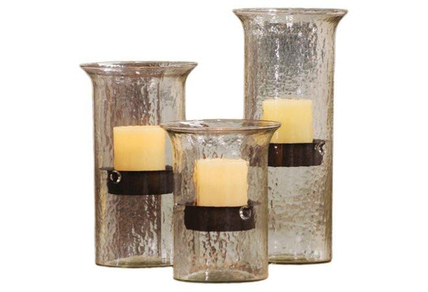 Kalalou Original Glass Candle Cylinder With Rustic Insert-2