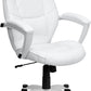 Flash Furniture QD-5058M-WHITE-GG Mid-Back White Leather Executive Swivel Office Chair With Synchro-Tilt Mechanism | Office Chairs | Modishstore