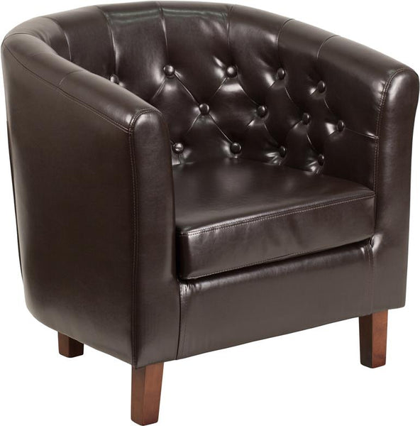 Flash Furniture Hercules Cranford Series Leather Tufted Barrel Chair | Accent Chairs | Modishstore-2