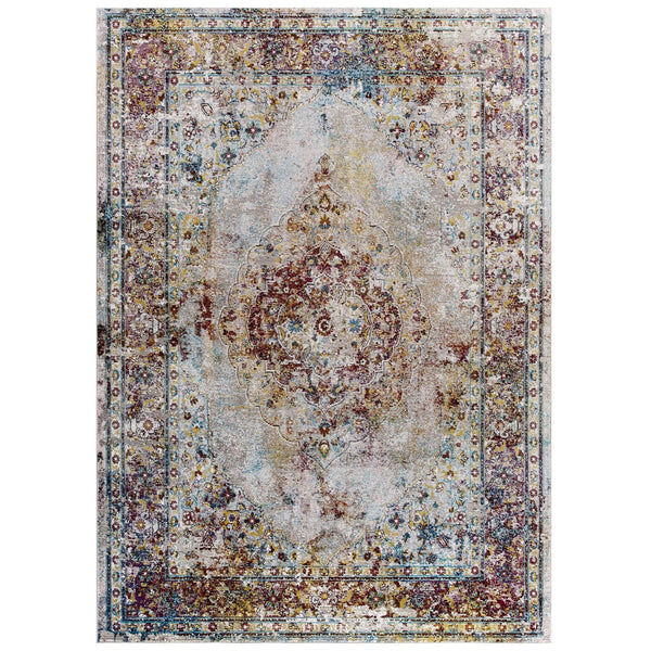 Modway Success Merritt Transitional Distressed Vintage Floral Persian Medallion 8x10 Area Rug Multicolored | Rugs | Modishstore-2