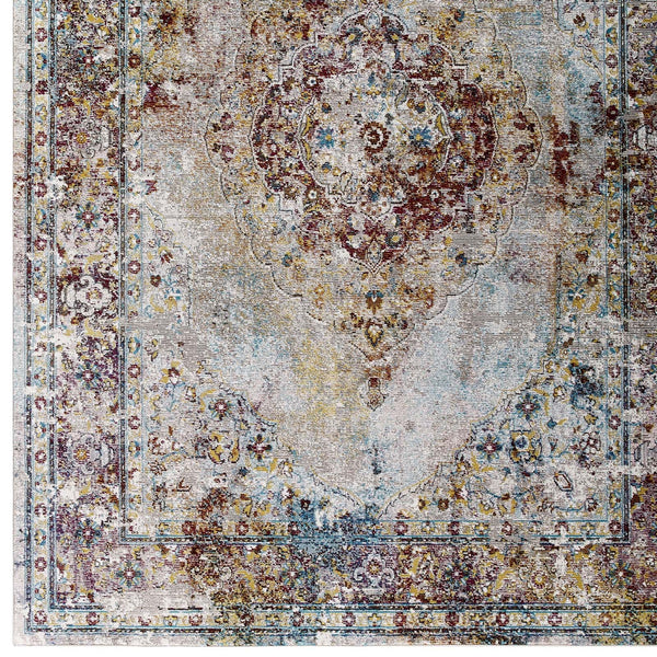 Modway Success Merritt Transitional Distressed Vintage Floral Persian Medallion 8x10 Area Rug Multicolored | Rugs | Modishstore-3