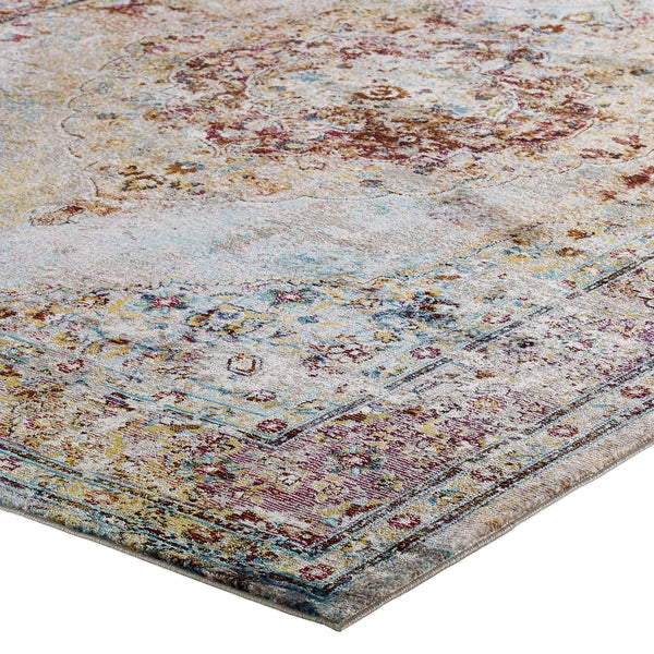 Modway Success Merritt Transitional Distressed Vintage Floral Persian Medallion 8x10 Area Rug Multicolored | Rugs | Modishstore-4