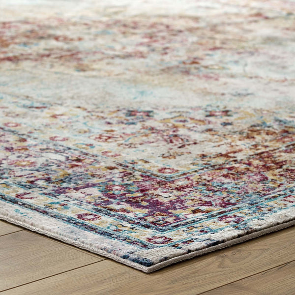 Modway Success Merritt Transitional Distressed Vintage Floral Persian Medallion 8x10 Area Rug Multicolored | Rugs | Modishstore-6
