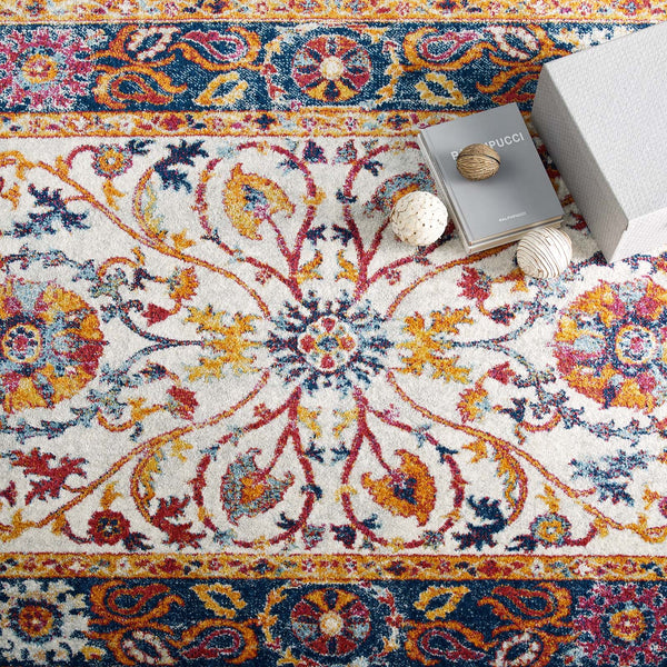 Modway Entourage Samira Distressed Vintage Floral Persian Medallion 8x10 Area Rug Multicolored | Rugs | Modishstore-8
