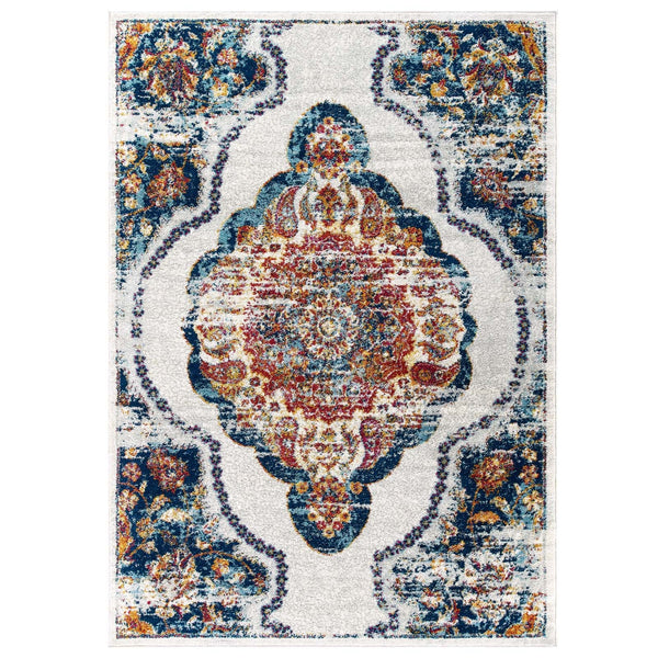 Modway Entourage Malia Distressed Vintage Floral Persian Medallion 8x10 Area Rug Multicolored | Rugs | Modishstore-2