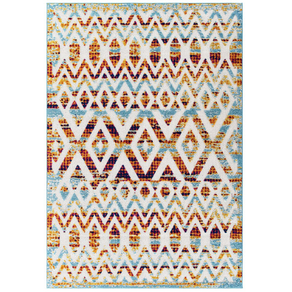 Modway Reflect Tamako Distressed Vintage Diamond and Chevron Moroccan Trellis 8x10 Indoor and Outdoor Area Rug Multicolored | Rugs | Modishstore-2