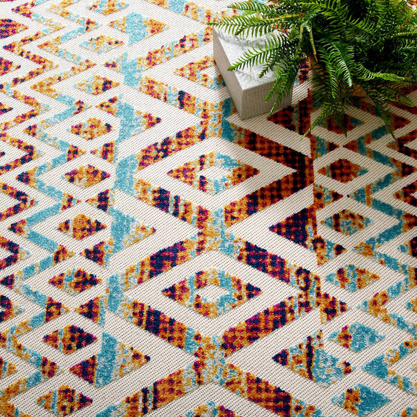 Modway Reflect Tamako Distressed Vintage Diamond and Chevron Moroccan Trellis 8x10 Indoor and Outdoor Area Rug Multicolored | Rugs | Modishstore-8