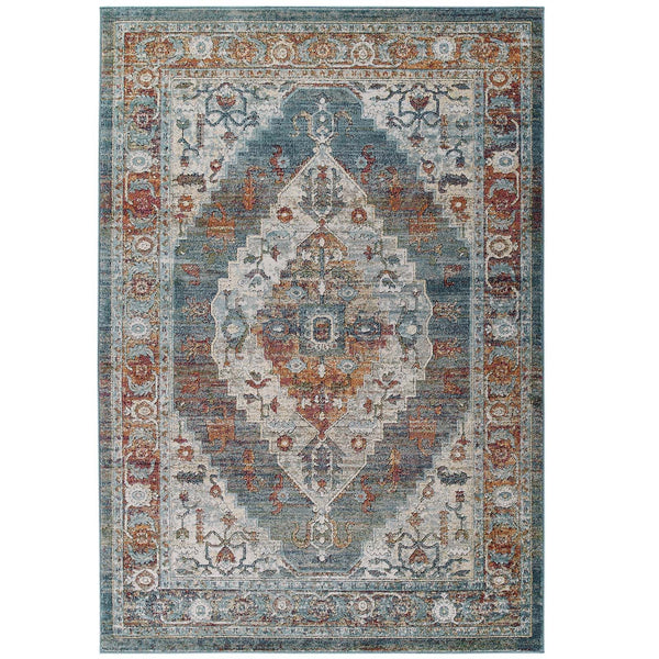 Modway Tribute Camellia Distressed Vintage Floral Persian Medallion 8x10 Area Rug Multicolored | Rugs | Modishstore-2