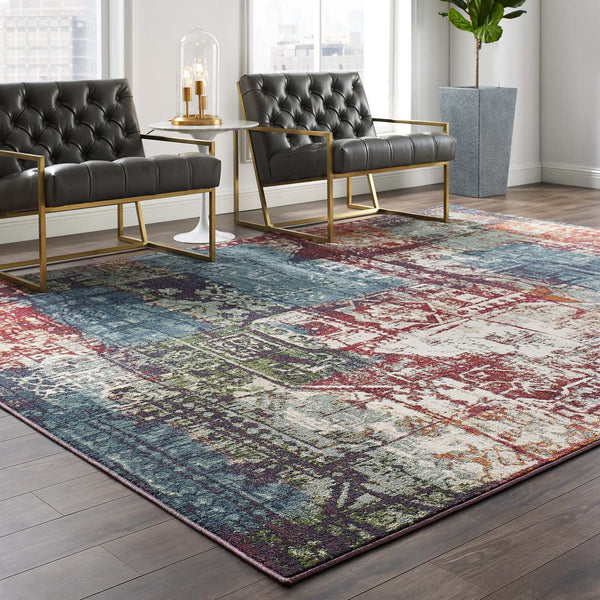 Modway Tribute Elowen Contemporary Modern Vintage Mosaic 8x10 Area Rug Multicolored | Rugs | Modishstore