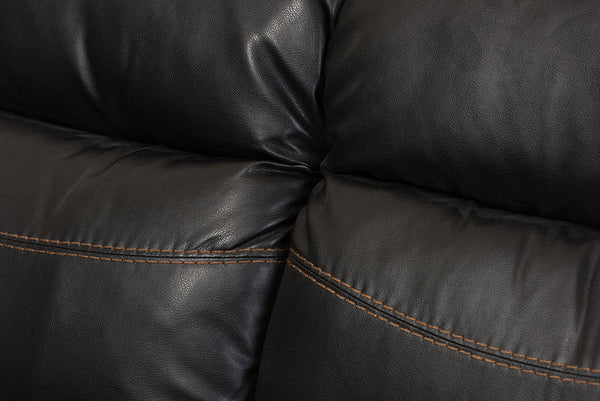 baxton studio roland modern and contemporary black faux leather 2 piece sectional with recliner and storage chaise | Modish Furniture Store-5