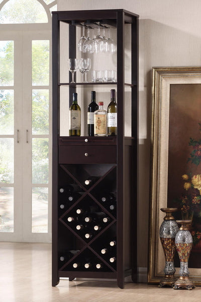 Baxton Studio Austin Brown Wood Modern Wine Tower | Modishstore | Wine & Bar Accessories