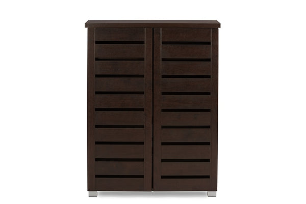 baxton studio adalwin modern and contemporary 2 door dark brown wooden entryway shoes storage cabinet | Modish Furniture Store-2