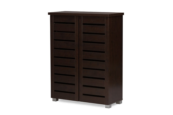 baxton studio adalwin modern and contemporary 2 door dark brown wooden entryway shoes storage cabinet | Modish Furniture Store-4