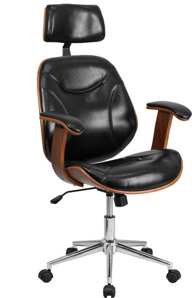 Flash Furniture High Back Black Leather Executive Wood Swivel Office Chair | Office Chairs | Modishstore