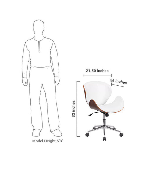 Flash Furniture Mid-Back Walnut Wood Swivel Conference Chair In White Leather | Office Chairs | Modishstore-5