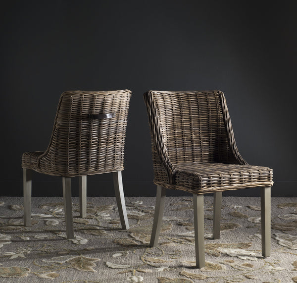 Safavieh Caprice Wicker Dining Chair With Leather Handle | Dining Chairs | Modishstore