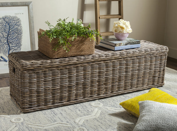 Safavieh Caius Wicker Bench With Storage | Stools & Benches |  Modishstore 