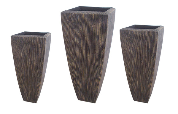 Screen Gems Sandstone Ribbed Long Square Planter - Set/3 - SGS3105-82 | Planters, Troughs & Cachepots | Modishstore