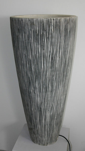 Screen Gems Sandstone Ribbed Finish, Long Conical Planter With Light - SGS3778LO | Planters, Troughs & Cachepots | Modishstore