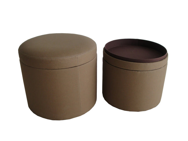 Screen Gems Valencia Canvas Round Storage Ottoman - SGT0A4SL | Ottomans | Modishstore