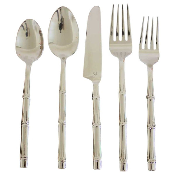 Haussmann Bamboo Flattened Flatware 5 Pc Setting X 4 Place Settings | Dinnerware | Modishstore-4