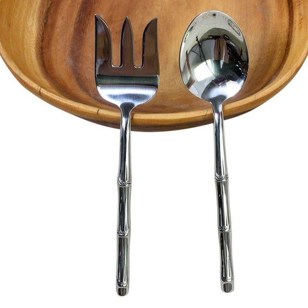 Haussmann Stainless Steel Bamboo Flattened Serving Set | Dinnerware | Modishstore-4