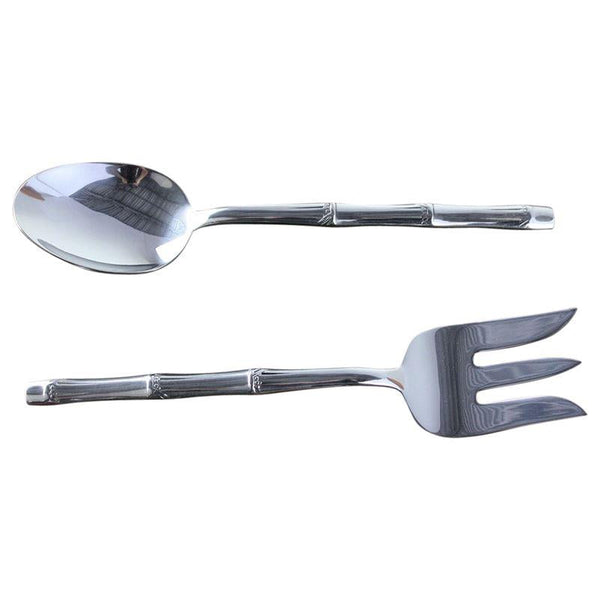 Haussmann Stainless Steel Bamboo Flattened Serving Set | Dinnerware | Modishstore-2