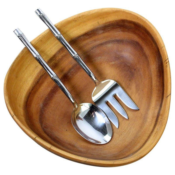 Haussmann Stainless Steel Bamboo Flattened Serving Set | Dinnerware | Modishstore-3