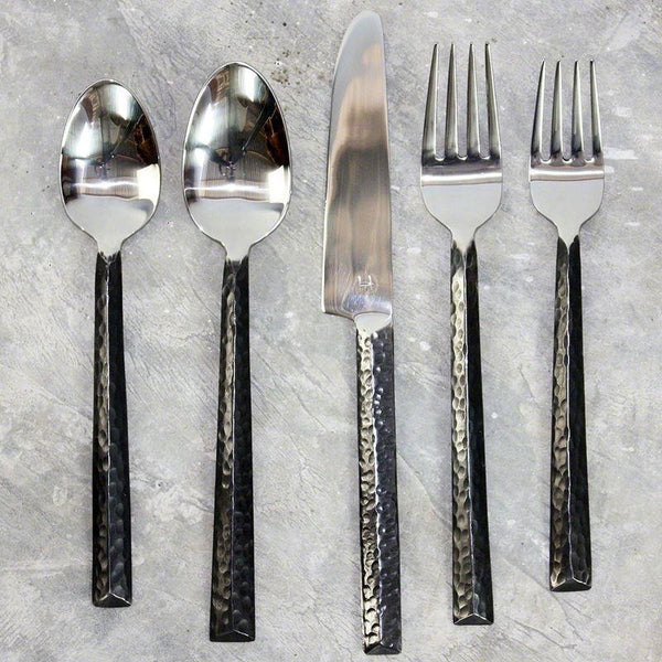 Haussmann Hammered Triangle Flatware 5 Pc Setting X 4 Place Settings | Dinnerware | Modishstore