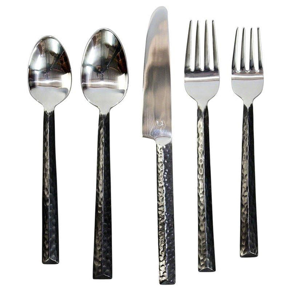 Haussmann Hammered Triangle Flatware 5 Pc Setting X 4 Place Settings | Dinnerware | Modishstore-3