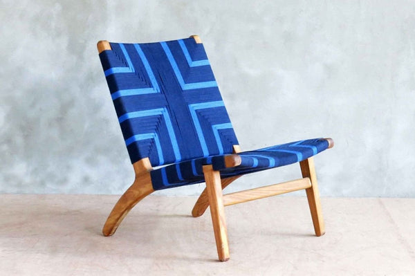 Masaya Lounge Chair, Midnight Blue Pattern