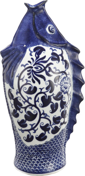 A&B Home Blue & White Fish Vase - Set Of 2