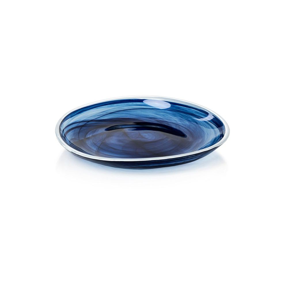 Zodax Monte Carlo Indigo Alabaster Glass Plates - Set of 6 | Decorative Trays & Dishes | Modishstore