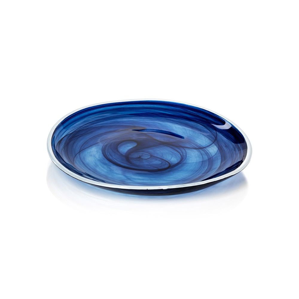 Zodax Monte Carlo Indigo Alabaster Glass Plates - Set of 6 | Decorative Trays & Dishes | Modishstore-2