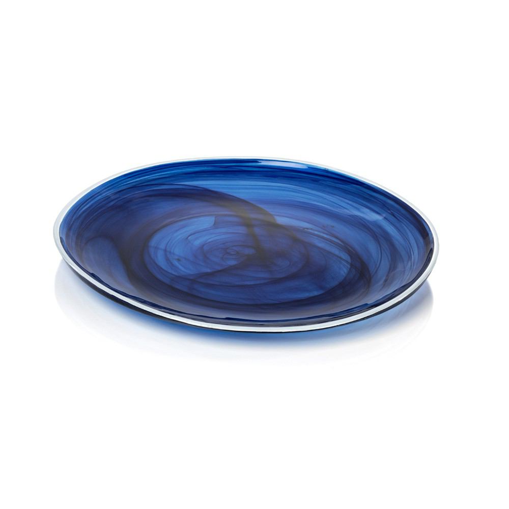 Zodax Monte Carlo Indigo Alabaster Glass Plates - Set of 6 | Decorative Trays & Dishes | Modishstore-3
