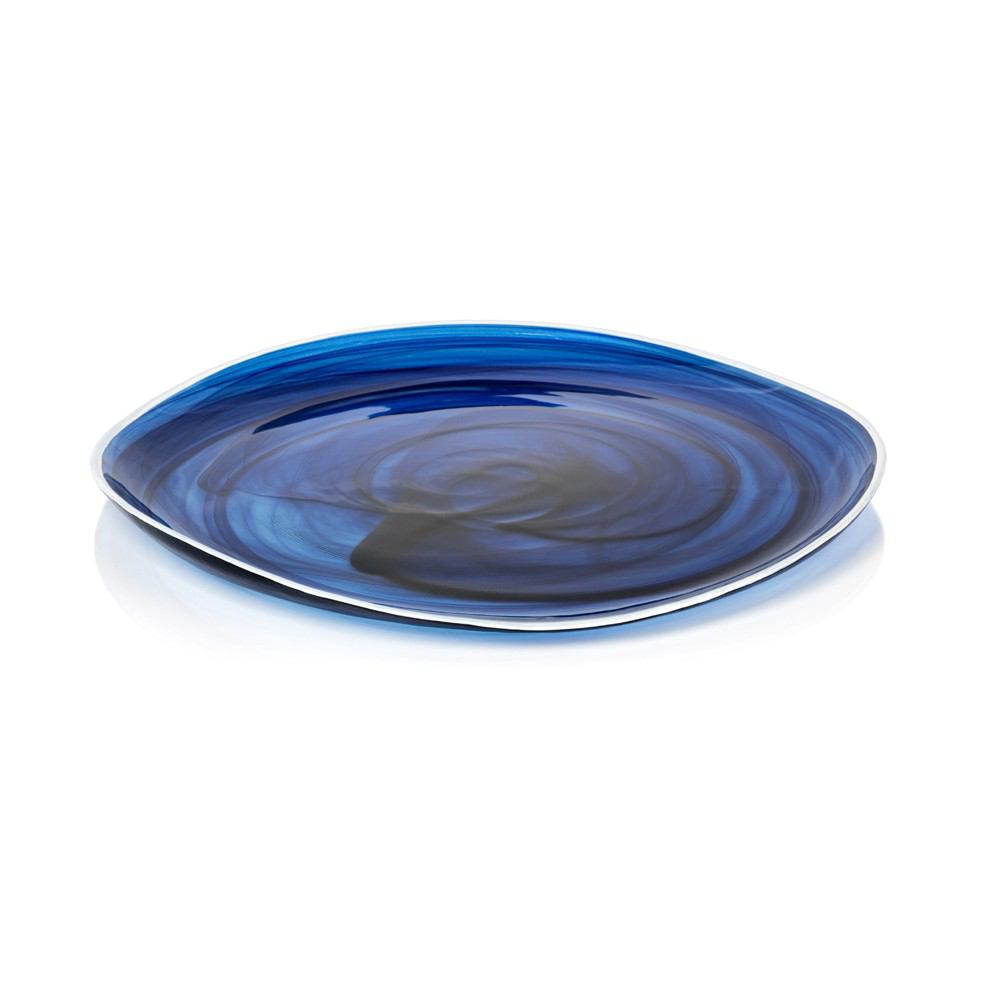 Zodax Monte Carlo Indigo Alabaster Glass Plates - Set of 6 | Decorative Trays & Dishes | Modishstore-4
