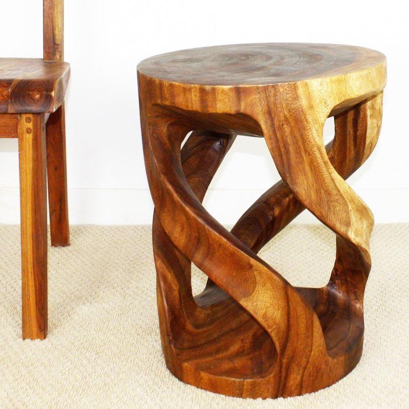 Haussmann Tapered Round Wild Twisted Vine 16" Dia - Walnut | Stools & Benches | Modishstore